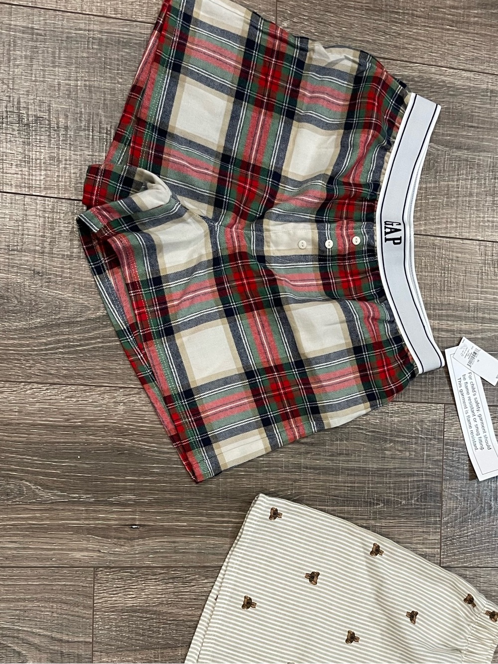 GAP Red and Cream Plaid & Cream Stripe Kids Shorts Duo